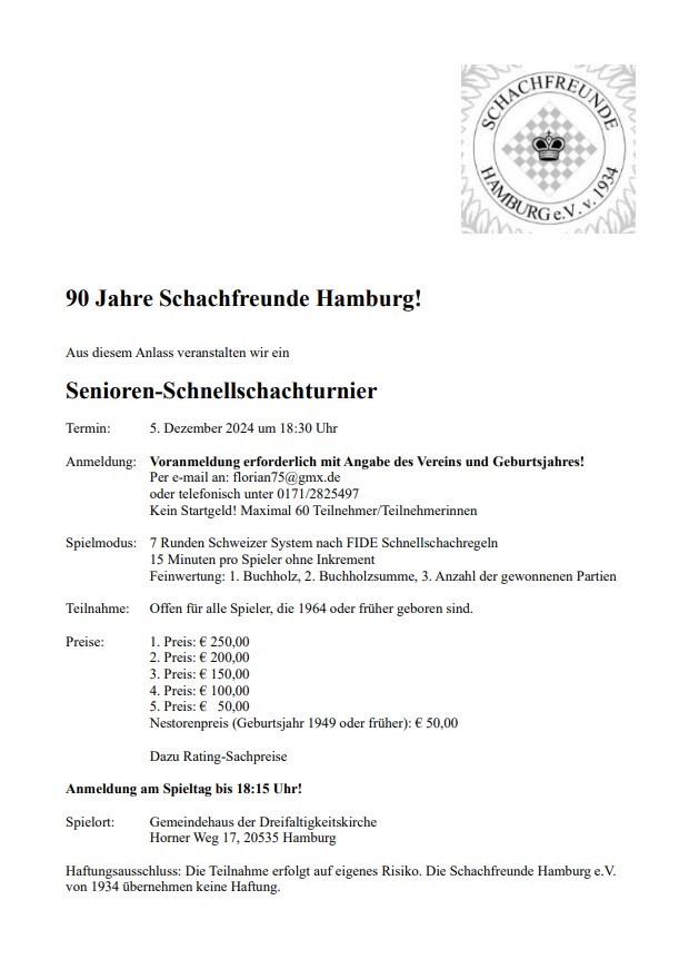 Ausschreibung Jubiläumsturnier Ausschreibung Jubiläumsturnier